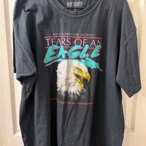 SESH Tears of an Eagle Graphic Tee - Grey/Black with Teal & Pink Print